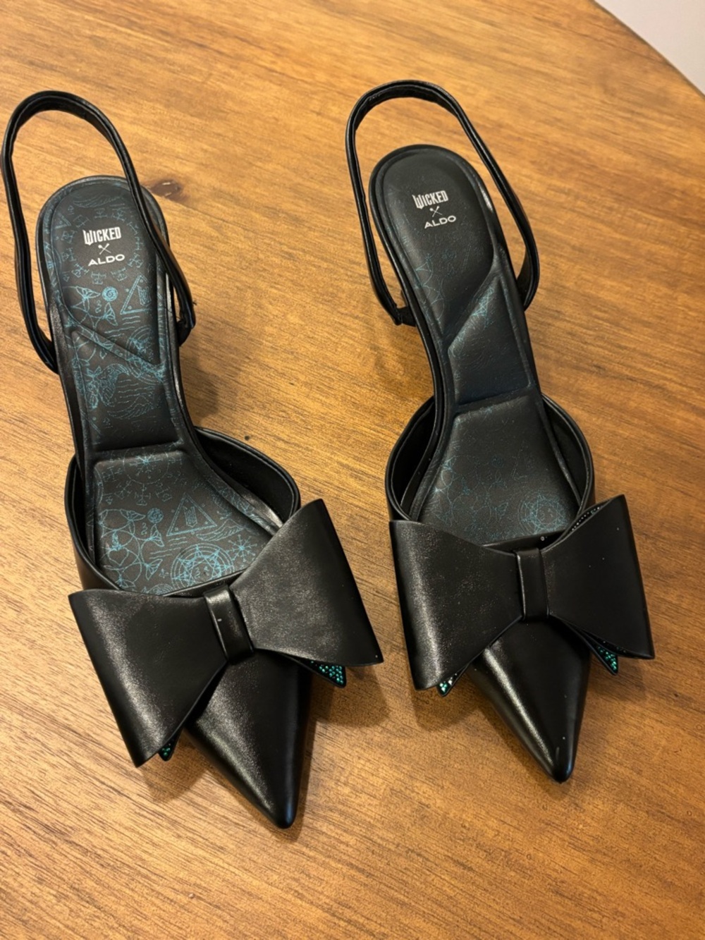 ALDO Black Bow Slingback Pointed Toe Heels